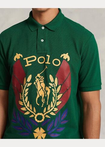 قميص بولو RALPH LAUREN رجالي كلاسيكي برسومات شبكية (لاعب بولو، L)، مقاس كبير in Saudi Arabia