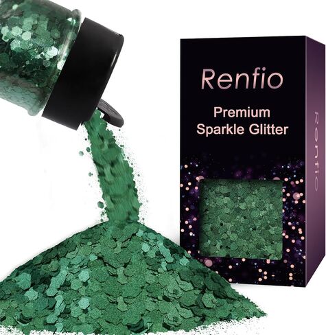 Renfio Matte Pink Chunky Glitter,1.76oz/50g Mixed Pink Resin Glitter, Matte Hexagon Sequins Flakes for Snowglobe Tumbler Supplies,Craft,Resin,Festival Decoration,Rose,Nail,Hair,Face,Slime in Saudi Arabia