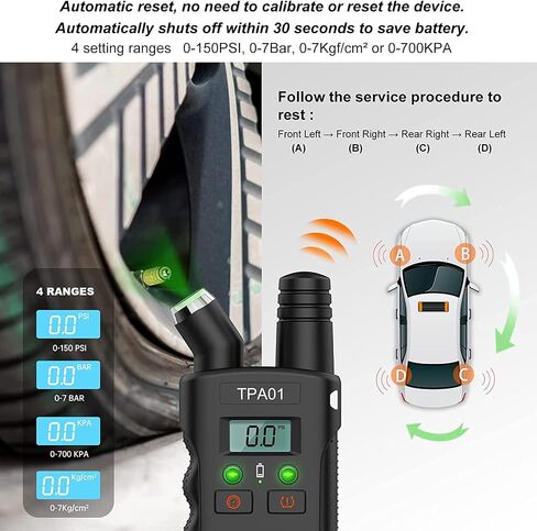 أداة إعادة تعلم مقياس ضغط الإطارات الرقمي 2 بوصة TPMS مع 4 نطاقات إعداد ميزة الإيقاف التلقائي، بديل مثالي لأداة تنشيط مستشعر ضغط الإطارات للسيارات والدراجات النارية in Saudi Arabia