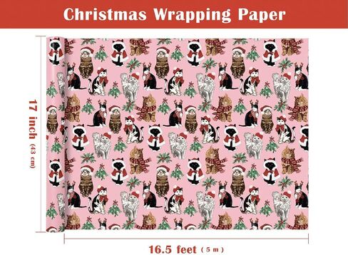 ورق تغليف عيد الميلاد للكلاب قابل للعكس من WRAPAHOLIC - لفة صغيرة - 17 بوصة × 33 قدمًا - ورق تغليف عيد الميلاد للكلاب باللون الوردي وتصميم منقط لقضاء العطلات، والاحتفال بحفلات الجرو in Saudi Arabia