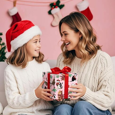 ورق تغليف عيد الميلاد للكلاب قابل للعكس من WRAPAHOLIC - لفة صغيرة - 17 بوصة × 33 قدمًا - ورق تغليف عيد الميلاد للكلاب باللون الوردي وتصميم منقط لقضاء العطلات، والاحتفال بحفلات الجرو in Saudi Arabia