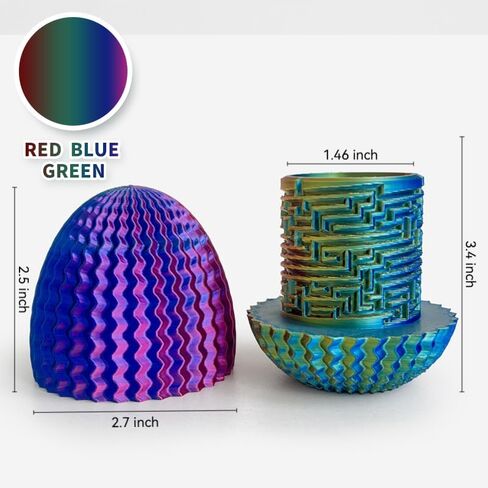 Mystery Egg Maze Puzzle Box - Reusable 3D Printed Brain Teaser with Hidden Compartment for Cash & Treasures, for Birthday, Christmas, Halloween and Easter for Kids & Adults (Blue-Green) in Saudi Arabia