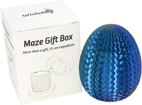 Mystery Egg Maze Puzzle Box - Reusable 3D Printed Brain Teaser with Hidden Compartment for Cash & Treasures, for Birthday, Christmas, Halloween and Easter for Kids & Adults (Blue-Green) in Saudi Arabia
