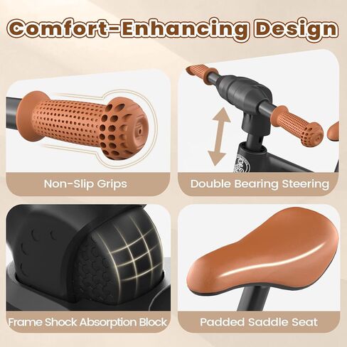 دراجة التوازن ريديجو 14 بوصة للأطفال من عمر 3 إلى 6 سنوات، دراجة طفل خفيفة الوزن مع إطارات مطاطية هوائية، مقعد قابل للتعديل، هدية دراجة دفع متينة للأولاد والبنات in Kuwait