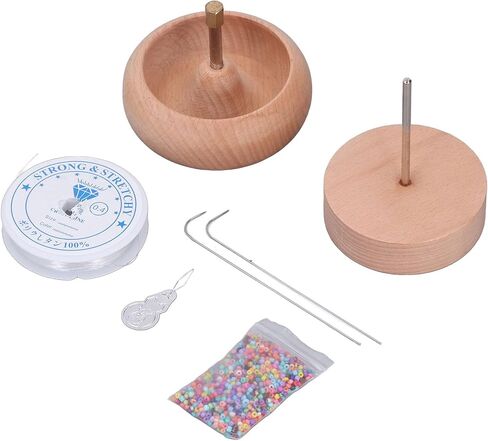 Ejoyous Wooden Bead Spinner with 1000pcs Mixed Color Beads, Crystal Line and 2pcs Needles for Jewelry Making DIY Seed Beads Bracelets Necklaces, Quickly Stringing Bead Tool in Saudi Arabia