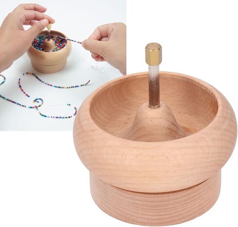Ejoyous Wooden Bead Spinner with 1000pcs Mixed Color Beads, Crystal Line and 2pcs Needles for Jewelry Making DIY Seed Beads Bracelets Necklaces, Quickly Stringing Bead Tool in Saudi Arabia