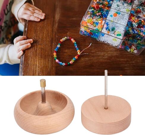 Ejoyous Wooden Bead Spinner with 1000pcs Mixed Color Beads, Crystal Line and 2pcs Needles for Jewelry Making DIY Seed Beads Bracelets Necklaces, Quickly Stringing Bead Tool in Saudi Arabia