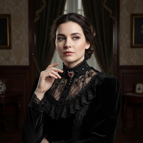 ‌Black Lace Choker with Rose & Skull - Gothic Jewelry Steampunk Necklace, Vampire Necklace for Women, Halloween Outfit Party Gifts‌ in Saudi Arabia