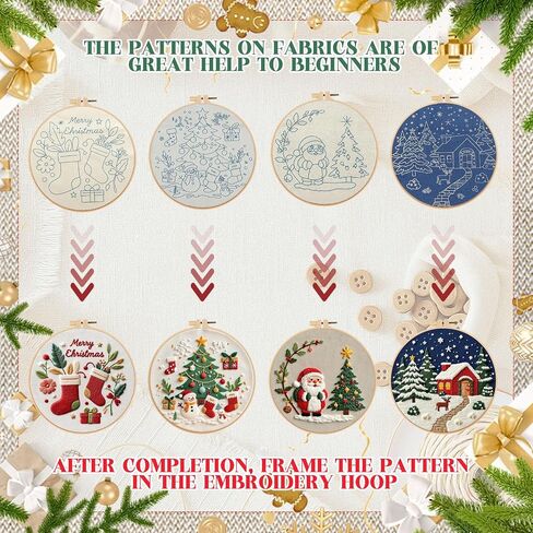 Christmas Embroidery Kits 4 Set DIY Needlepoint Kit for Adults Beginners Cross Stitch Kits for Craft Lover Christmas Gifts in Saudi Arabia