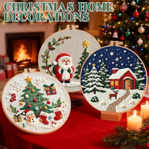 Christmas Embroidery Kits 4 Set DIY Needlepoint Kit for Adults Beginners Cross Stitch Kits for Craft Lover Christmas Gifts in Saudi Arabia