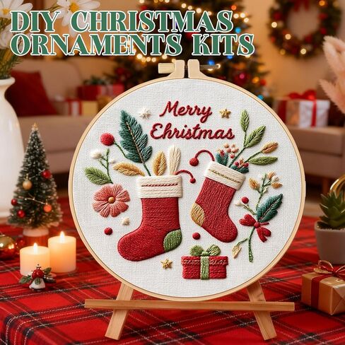 Christmas Embroidery Kits 4 Set DIY Needlepoint Kit for Adults Beginners Cross Stitch Kits for Craft Lover Christmas Gifts in Saudi Arabia