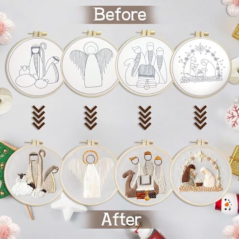 LGLRTD Christmas Embroidery Kits, 4 Sets Embroidery Kits for Beginners, Cross Stitch Kits for Adults with Pattern, Needles, Threads, Tools, DIY Needlepoint Craft Kit, 6 inch (Christmas) in Saudi Arabia