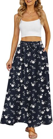 Yincro Women's Flowy Maxi Skirt Summer Pleated High Waisted Casual Long Skirts with Pockets in Saudi Arabia