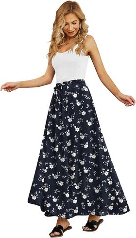 Yincro Women's Flowy Maxi Skirt Summer Pleated High Waisted Casual Long Skirts with Pockets in Saudi Arabia