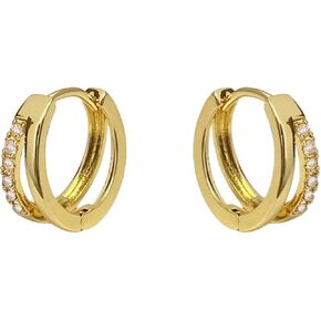 Cute Star Earrings Dainty 14K Gold Plated S925 Sterling Silver Post Double Hoop Earrings in Saudi Arabia