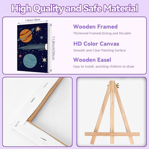 Gemozaic 4 Pack Paint by Numbers Kit for Kids with Frame and Easel, Cute Animals Kids Paint by Number for Age 4-6-8, Kids' Easy DIY Acrylic Oil Numbers Painting for Gift Home Decor, 8x8 Inch in Kuwait
