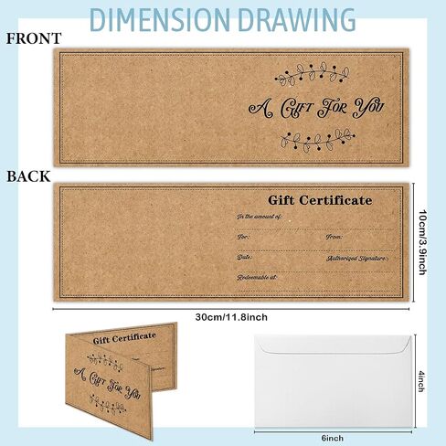 50 Sets Gift Certificates for Business, Blank Gifts Cards Certificates with Envelopes,Gifts for Salon Restaurants Spa Marriage Birthday Client Vouchers 11.8 x 3.9 Inch - Pink in Saudi Arabia