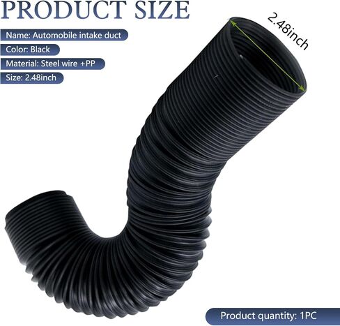 Car Air Intake Pipe, 2.4" Anti-leakage Flexible Expansion Hose for Extending to 39 ", Stabilizing Tight Connection Intake Turbo Hose, Universal Modified Accessory for Cars (Black) in Saudi Arabia