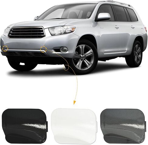 غطاء خطاف سحب المصد الأمامي للسيارة غطاء سحب مناسب لسيارة Toyota Highlander 2008 2009 2010 غطاء مقطورة 52128-0E030 52127-0E030 (غير مطلي، جانب السائق الأيسر) in Kuwait