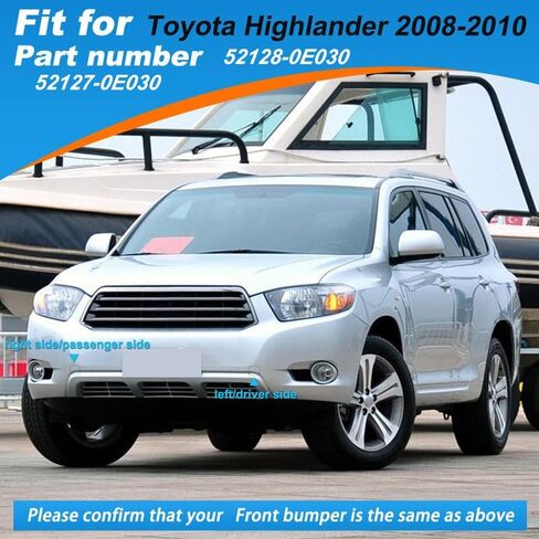 غطاء خطاف سحب المصد الأمامي للسيارة غطاء سحب مناسب لسيارة Toyota Highlander 2008 2009 2010 غطاء مقطورة 52128-0E030 52127-0E030 (غير مطلي، جانب السائق الأيسر) in Kuwait