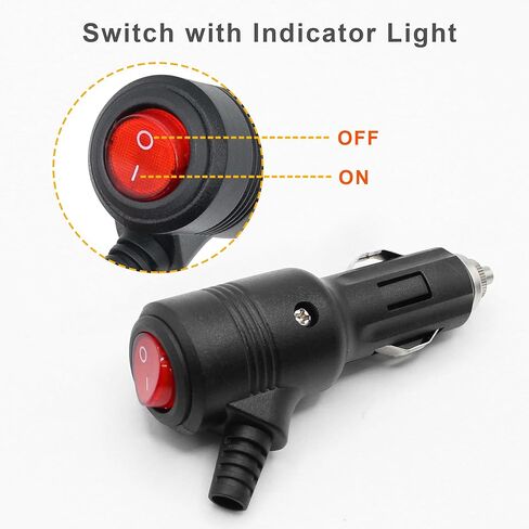 12V Cigarette Lighter Plug Connector with On Off Switch, Replacement Car Cigarette Lighter Power Plug Adapter with 15A Fuse and LED Indicator(2 Pack) in Kuwait