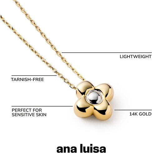 Ana Luisa | Mother of Pearl Inlay Flower Pendant - Saya | 14K Gold Plated Pendant Necklace | Hypoallergenic, Water-Resistant & Tarnish-Free Necklace | 14K Gold Necklace | Unique Flower Design in Saudi Arabia