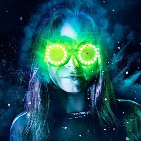 GloFX Pixel Pro Kaleidoscope Goggles [350+ Epic Modes] - Programmable Rechargeable Light Up EDM Festival Rave Party Sunglasses Glow LED Glasses in Saudi Arabia