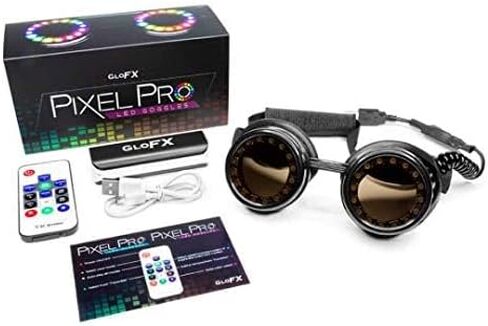 GloFX Pixel Pro Kaleidoscope Goggles [350+ Epic Modes] - Programmable Rechargeable Light Up EDM Festival Rave Party Sunglasses Glow LED Glasses in Saudi Arabia