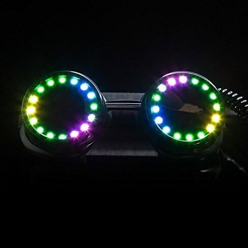 GloFX Pixel Pro Kaleidoscope Goggles [350+ Epic Modes] - Programmable Rechargeable Light Up EDM Festival Rave Party Sunglasses Glow LED Glasses in Saudi Arabia