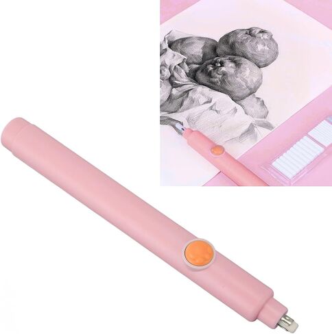 Electric Eraser Kit Easy Operation Adjustable Length Strong Erasing Capability Battery Powered for Office School Studio ABS 20 Refills (Pink) in Saudi Arabia