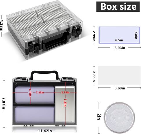 Coin Collector Case with 141 pcs Capsules with Foam Gaskets & 220 Dollar Bill Sleeve-Coin Collection Supplies Storage Organizer Box for Secure Coin and Paper Money Display(Black case+Black Gasket) in Saudi Arabia