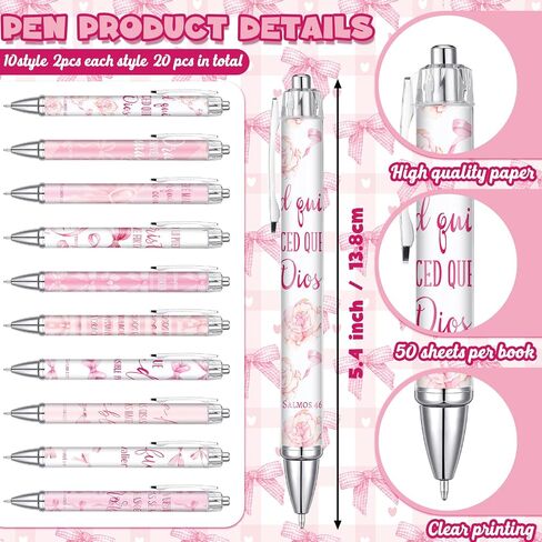 40 قطعة من Regalos كريستيانوs En Español Coquette Pink Bow آيات الكتاب المقدس هدية هدية مسيحية إسبانية للنساء عيد الميلاد الإيمان الكنيسة القائمة على الكتاب المقدس الآية 20 أقلام 20 دفاتر ملاحظات لـ Para Mujer En Español in Saudi Arabia