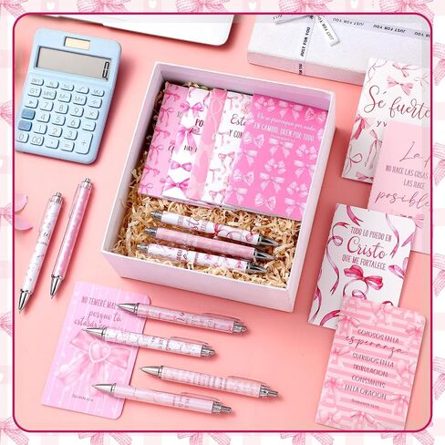 40 قطعة من Regalos كريستيانوs En Español Coquette Pink Bow آيات الكتاب المقدس هدية هدية مسيحية إسبانية للنساء عيد الميلاد الإيمان الكنيسة القائمة على الكتاب المقدس الآية 20 أقلام 20 دفاتر ملاحظات لـ Para Mujer En Español in Saudi Arabia