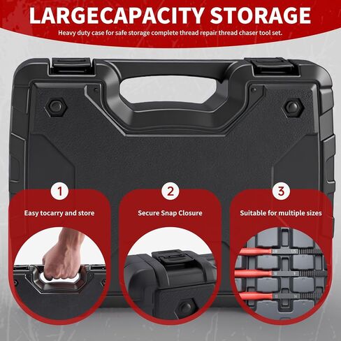 61 Pcs Thread Chaser Set, Metric & SAE Thread Repair Kit with Pitch Gauge - Clean and Restore Damaged Threads on Automotive, Motorcycle, Engine Blocks, Nuts & Bolts, Ideal for DIY Repairs in Saudi Arabia