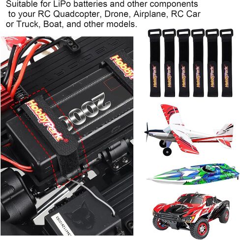HobbyPark 20x300mm RC Battery Straps Cable Straps Reusable Fastening Staps Securing Straps Hook Loop Cinch Cable Ties Down Wraps Adjustable Cinch Straps (6PCS) in Kuwait