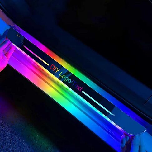 2 Pcs LED Door Sills for Car Magnetic, Personalized LED Car Door Sills, Waterproof Cars Pedal Lights, Auto-Sensing Welcome Lights, Custom Logo or Text, Fit for All Cars and Trucks in Saudi Arabia