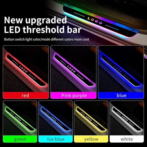2 Pcs LED Door Sills for Car Magnetic, Personalized LED Car Door Sills, Waterproof Cars Pedal Lights, Auto-Sensing Welcome Lights, Custom Logo or Text, Fit for All Cars and Trucks in Saudi Arabia