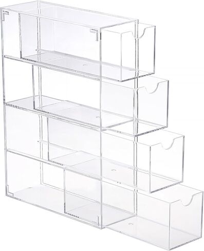 Hipiwe Acrylic Sunglasses Organizer with 4 Drawers Clear Eyeglass Case Eyeglass Storage Display Holder Multipurpose Drawer Organizer Tray for Jewelry Watch Perfume Vanity in Saudi Arabia