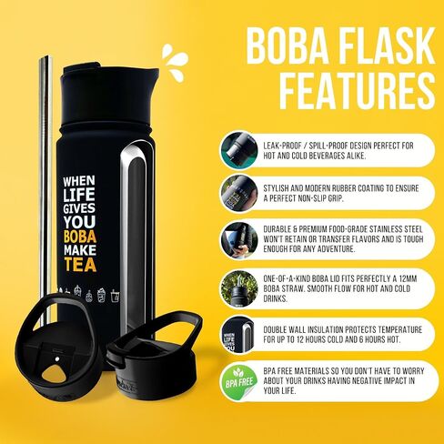 YUMBUCHA Instant Boba Making Kit - A Complete Set for Boba Tea Lovers - 30 Drinks, Reusable Cup & Straw, Tapioca Pearls, and Loose Leaf Teabags - White Peach Oolong, Jasmine Green, Classic Black in Saudi Arabia