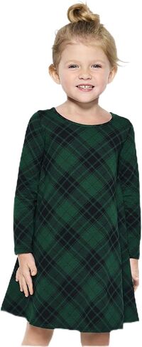 The Children's Place Baby Girl's and Toddler Long Sleeve Fashion Dress, Red Plaid, 5T in Saudi Arabia