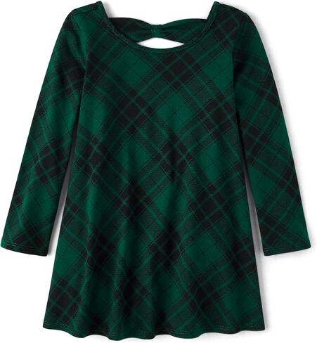 The Children's Place Baby Girl's and Toddler Long Sleeve Fashion Dress, Red Plaid, 5T in Saudi Arabia