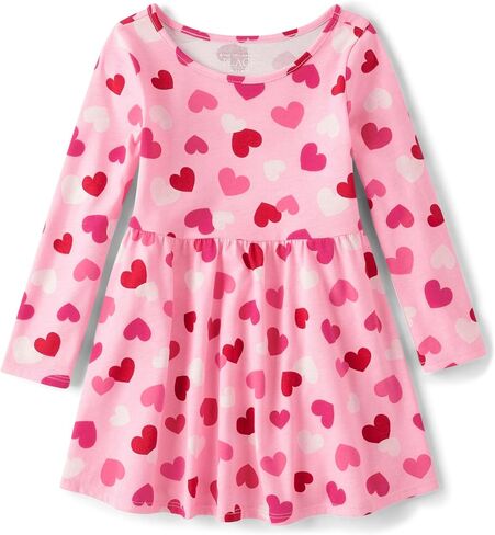 The Children's Place Baby Girl's and Toddler Long Sleeve Fashion Dress, Red Plaid, 5T in Saudi Arabia