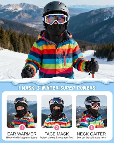 AWAYTR Kids Balaclava Ski Mask - Winter Warm Polar Fleece Face Mask for Boys Girls Windproof Snow Hat for Skiing Cycling in Saudi Arabia