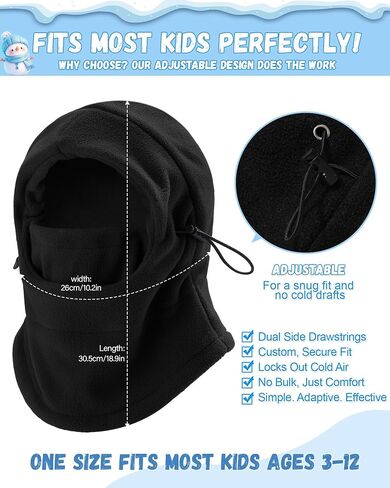 AWAYTR Kids Balaclava Ski Mask - Winter Warm Polar Fleece Face Mask for Boys Girls Windproof Snow Hat for Skiing Cycling in Saudi Arabia