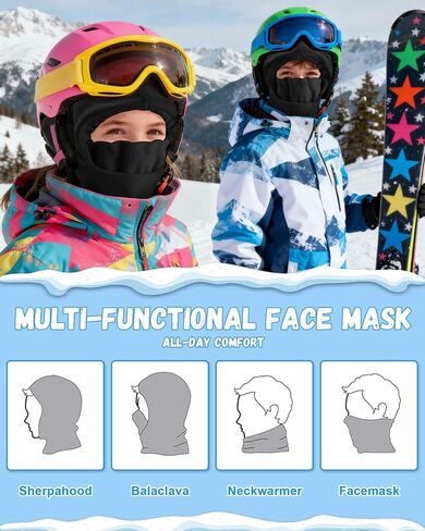 AWAYTR Kids Balaclava Ski Mask - Winter Warm Polar Fleece Face Mask for Boys Girls Windproof Snow Hat for Skiing Cycling in Saudi Arabia