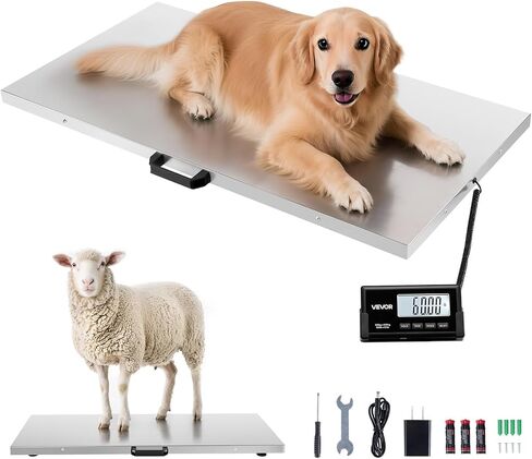 VEVOR Digital Shipping Scale, 0.1 lbs High Accuracy, 660 lbs Postal Scale with LCD Display, Hold/Tare Function & AC/DC Power Supply, Fit for Packages, Postage, Luggage, Battery & Adapter Included in Saudi Arabia