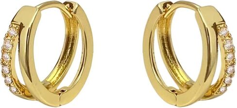 Cute Star Earrings Dainty 14K Gold Plated S925 Sterling Silver Post Double Hoop Earrings in Saudi Arabia