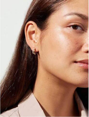 Cute Star Earrings Dainty 14K Gold Plated S925 Sterling Silver Post Double Hoop Earrings in Saudi Arabia