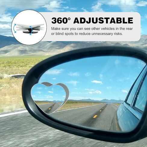 مرآة النقطة العمياء المستديرة للسيارة، مرايا جانبية من الزجاج عالي الدقة للنقطة العمياء قابلة للتعديل بزاوية واسعة قابلة للإزالة، عالمية للسيارات وسيارات الدفع الرباعي والشاحنات، عبوة من قطعتين in Kuwait