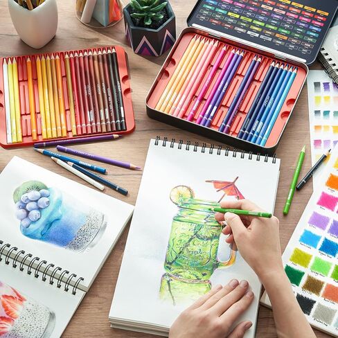 ARTEZA Colored Pencils 72 Soft Wax-Based Color Pencils for Adults & Artists. Pre-Sharpened Drawing Set for Blending, Coloring, Shading & Sketching. Professional Art Supplies in Tin Box, Holiday Gift in Saudi Arabia